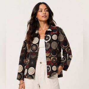 Vintage Jacket Womens S Reversible Wearable Art To Wear Button Abstract Jacquard